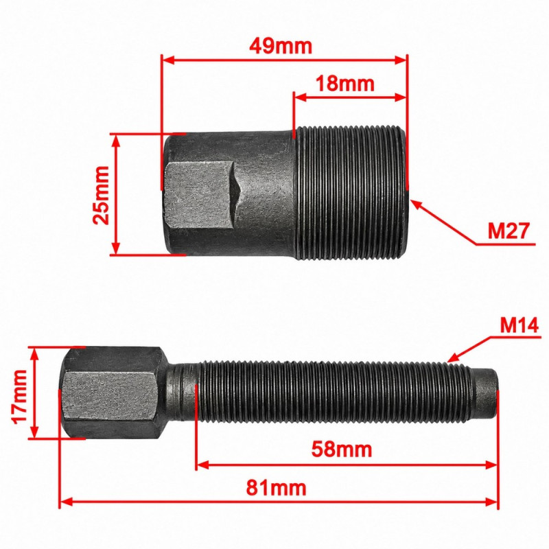 Ściągacz magneta skuter 125 chiński 152QMI ściągacz koła magnesowego -naniesione wymiary