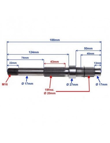 Wałek napędowy przekładni skuter 125