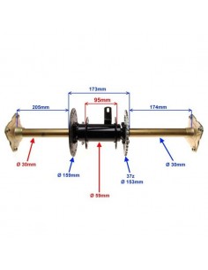 Oś tył kpl quady 110