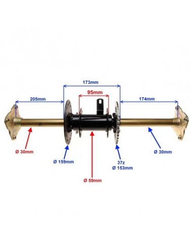 Oś tył kpl quady 110