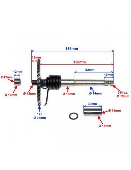 Wałek kopniaka quad 150 automat Bashan Shineray Loncin 150