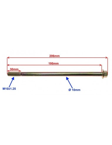 Oś koła przedniego 10mm do skutera