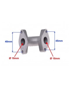 Aluminiowy króciec kolektor gaźnika. O średnicy przelotu 18mm