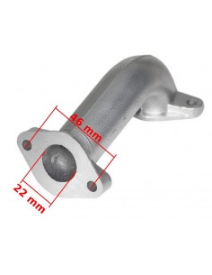 Wykonany z aluminium króciec kolektor gaźnika. O średnicy przelotu 22mm
