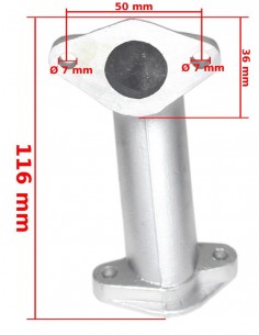 Wykonany z aluminium króciec kolektor gaźnika. O średnicy przelotu 22mm