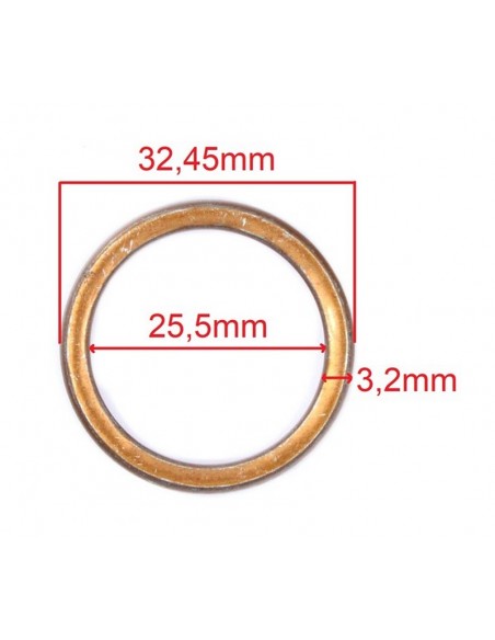 Miedziana uszczelka tłumika wydechowego.