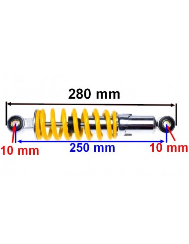 Część do quada 110 125 - amortyzator tył czerwony długość całkowita 280 mm