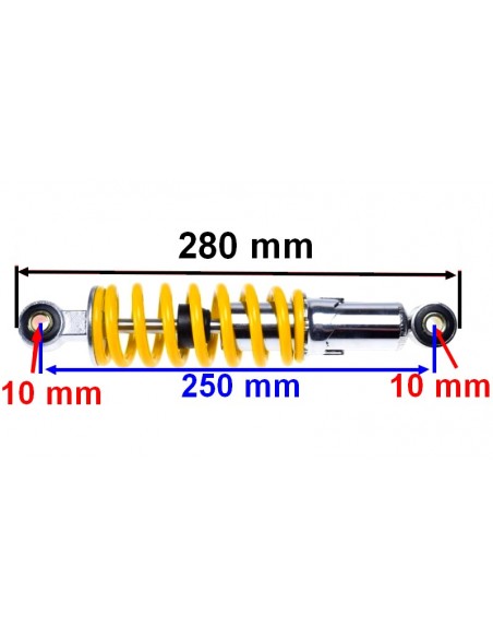 Część do quada 110 125 - amortyzator tył czerwony długość całkowita 280 mm