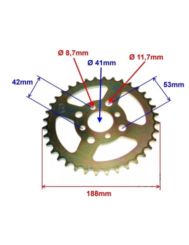 Zębatka tył 36 zębów do quadów chińskich