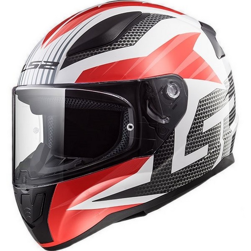 Kask integralny LS2 Xxl kratka biało czerwony
