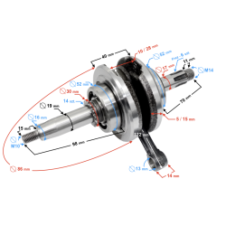 Wał korbowy quad atv  50 70 firmy Moretti