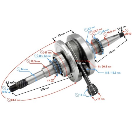 Wał korbowy do skutera