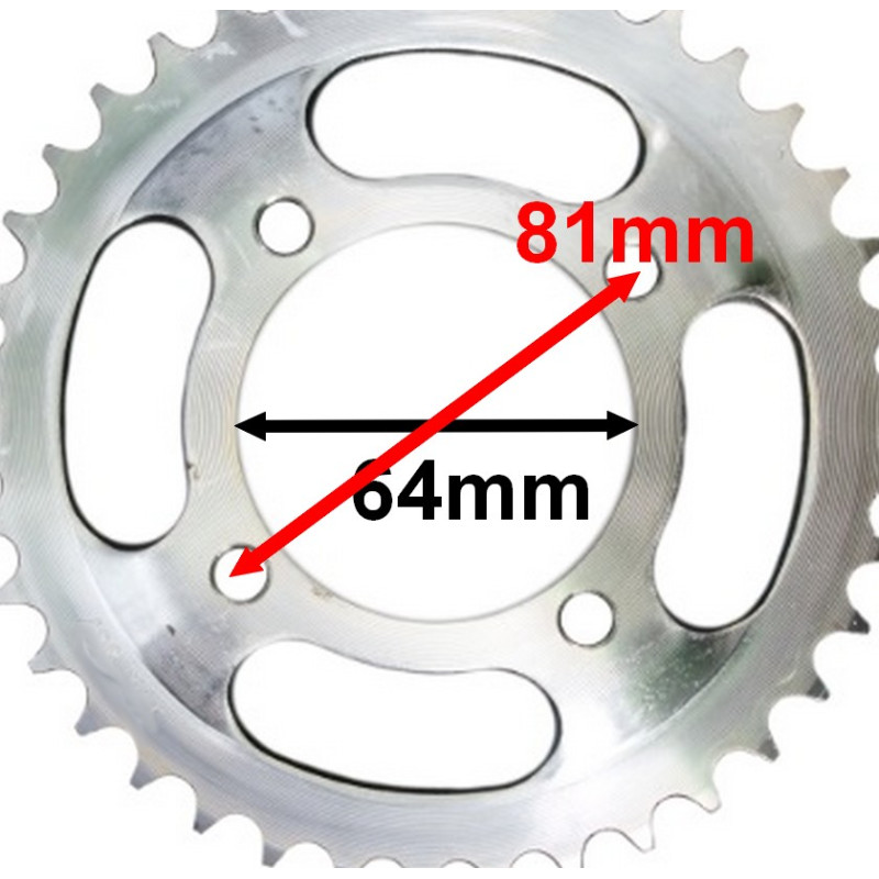 Wymiary zębatki tylnej do  Barton TZ 125