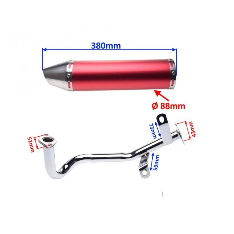 Przelotowy tłumik wydechowy skuter 4T 50