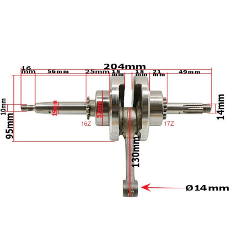Wał korbowy quad 125 półautomat
