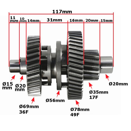 Wałek przekładni quad Dinli...