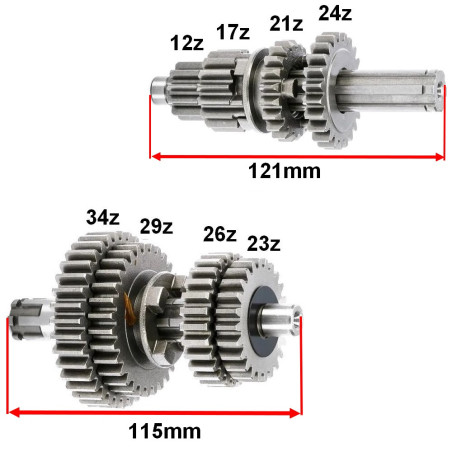 Skrzynia biegów cross pit bike 125 KXD MRF 120 Tao Motor DB27