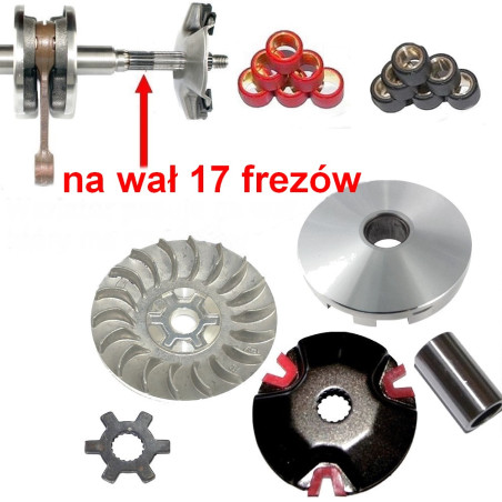 Sportowy wariator skuter 2T 17 frezów tuning skutera dwusuwowego