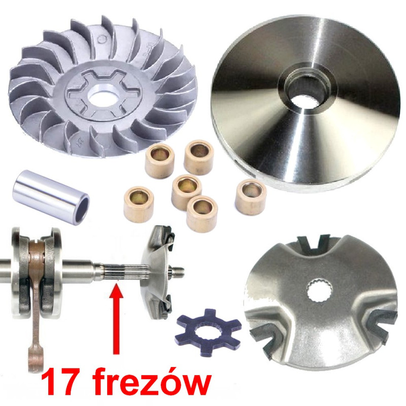 Wariator skuter 2T dwusuwowy na wał 17 frezów 13mm kompletny