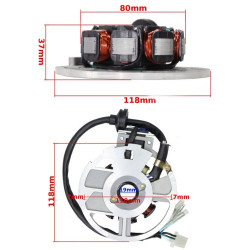 Iskrownik skuter 2T chiński 7 cewek 6 przewodów stator