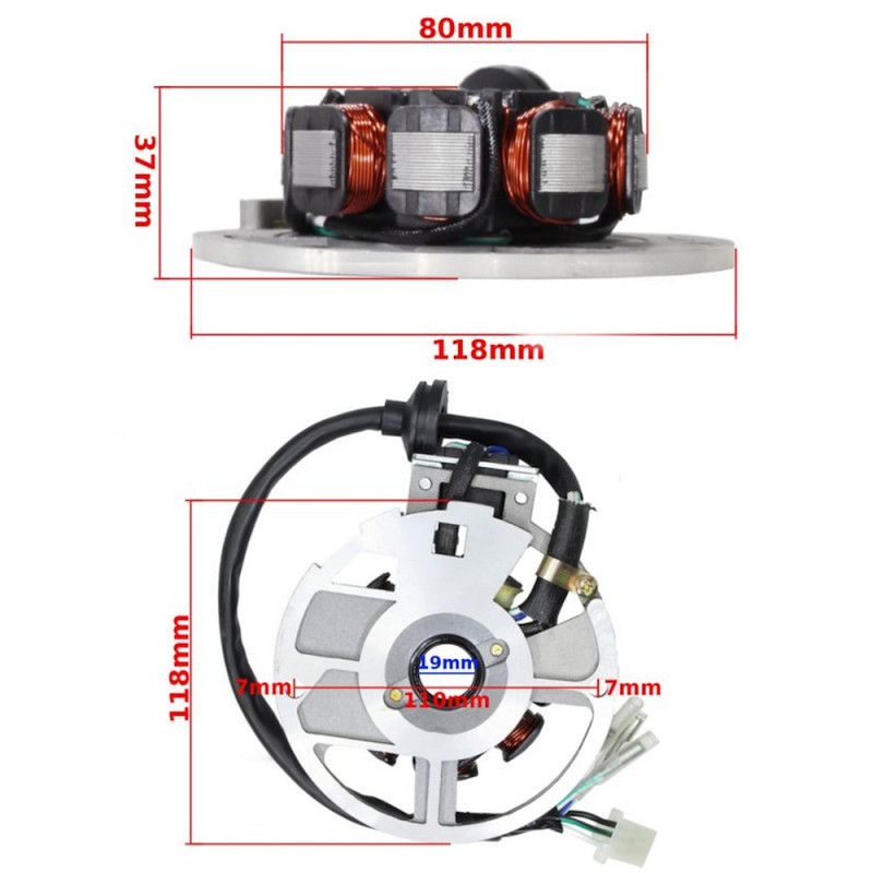Iskrownik skuter 2T chiński 7 cewek 6 przewodów stator