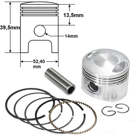 Tłok quad 125 52,4mm sworzeń - 14mm