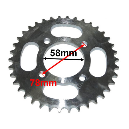 Zębatka tylna do Romet Soft Chopper 125 38 zębów zębatka napędu tył - zdjęcie z wymiarami