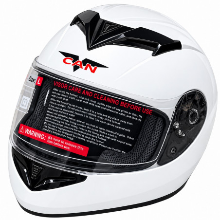 Kask motocyklowy CAN – biały, pełny, rozmiar L